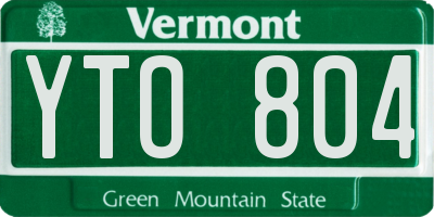 VT license plate YTO804