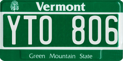 VT license plate YTO806