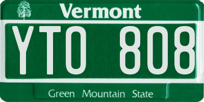 VT license plate YTO808