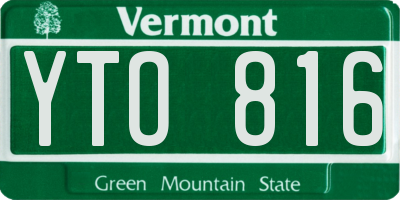 VT license plate YTO816