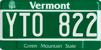 VT license plate YTO822