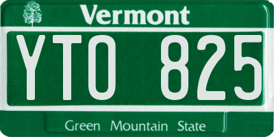 VT license plate YTO825