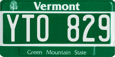 VT license plate YTO829