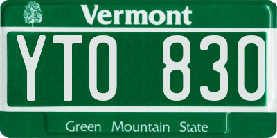 VT license plate YTO830