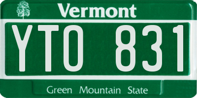VT license plate YTO831