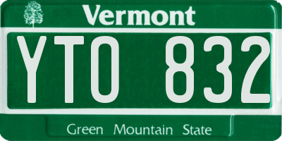 VT license plate YTO832