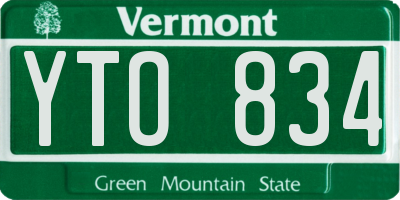 VT license plate YTO834