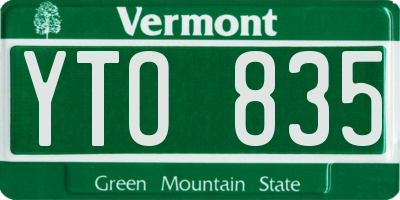 VT license plate YTO835
