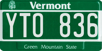 VT license plate YTO836