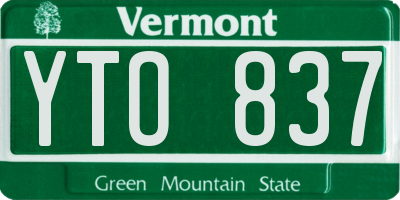 VT license plate YTO837
