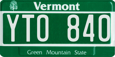 VT license plate YTO840
