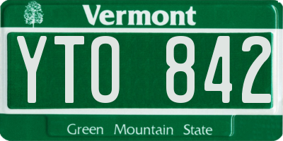 VT license plate YTO842