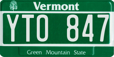 VT license plate YTO847