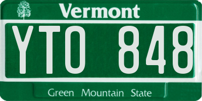VT license plate YTO848