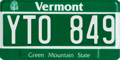VT license plate YTO849