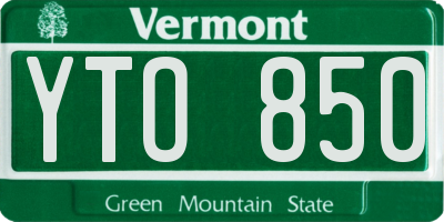 VT license plate YTO850