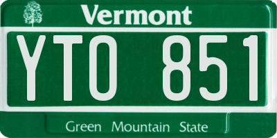 VT license plate YTO851