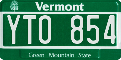 VT license plate YTO854
