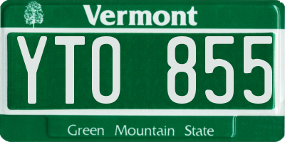 VT license plate YTO855