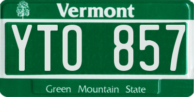 VT license plate YTO857