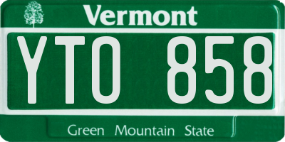 VT license plate YTO858