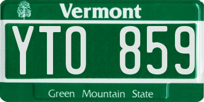 VT license plate YTO859