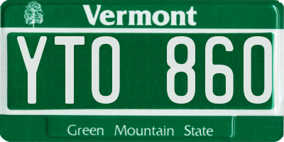 VT license plate YTO860