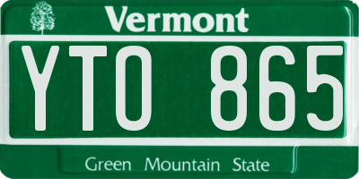 VT license plate YTO865
