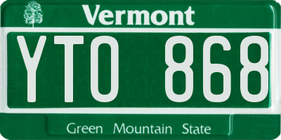 VT license plate YTO868