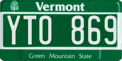 VT license plate YTO869