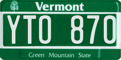 VT license plate YTO870