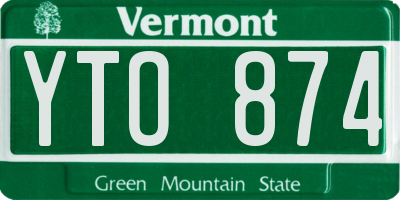VT license plate YTO874