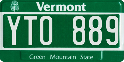 VT license plate YTO889