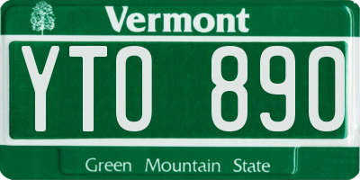 VT license plate YTO890