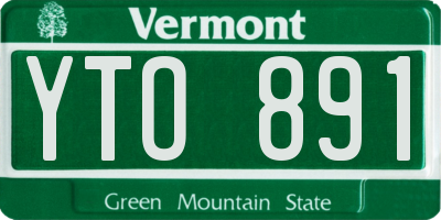 VT license plate YTO891