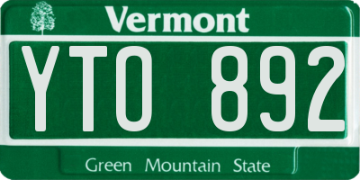VT license plate YTO892