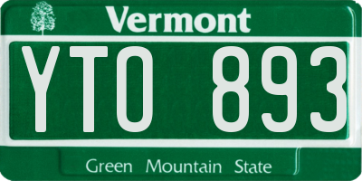 VT license plate YTO893