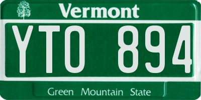 VT license plate YTO894