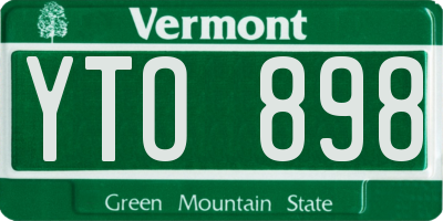 VT license plate YTO898