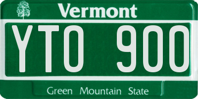 VT license plate YTO900