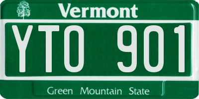 VT license plate YTO901
