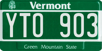 VT license plate YTO903