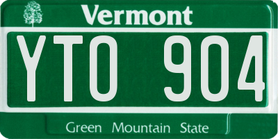 VT license plate YTO904