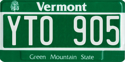 VT license plate YTO905