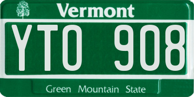 VT license plate YTO908
