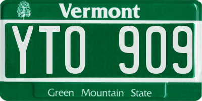 VT license plate YTO909