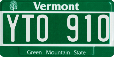 VT license plate YTO910