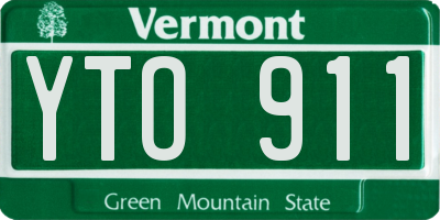 VT license plate YTO911