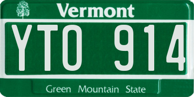 VT license plate YTO914
