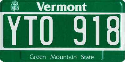 VT license plate YTO918